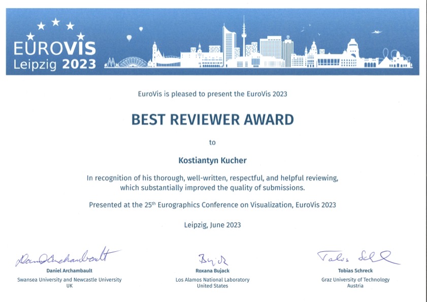Best Reviewer Award at EuroVis 2023