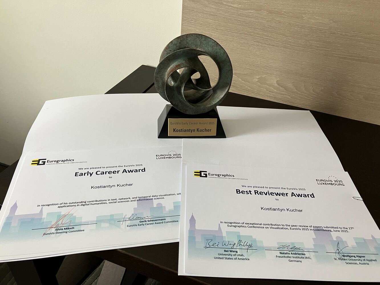 Early Career Award and Best Reviewer Award at EuroVis 2025